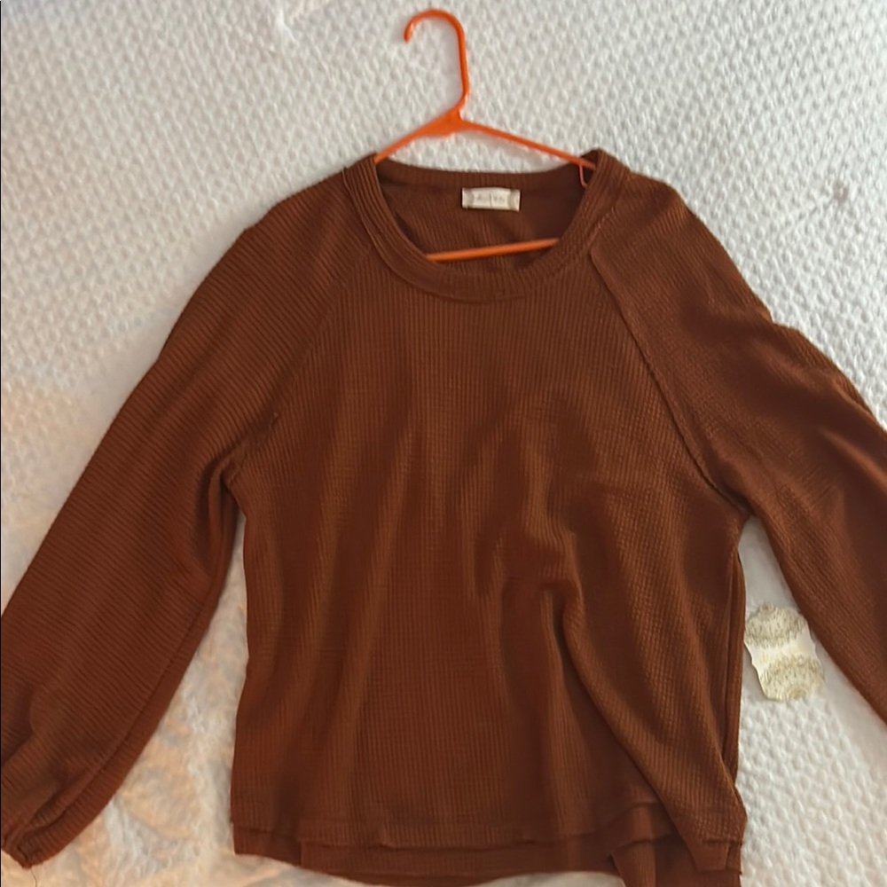 Rusty Orange Brown Long Sleeve Flowy Top - NEW W/ Tags